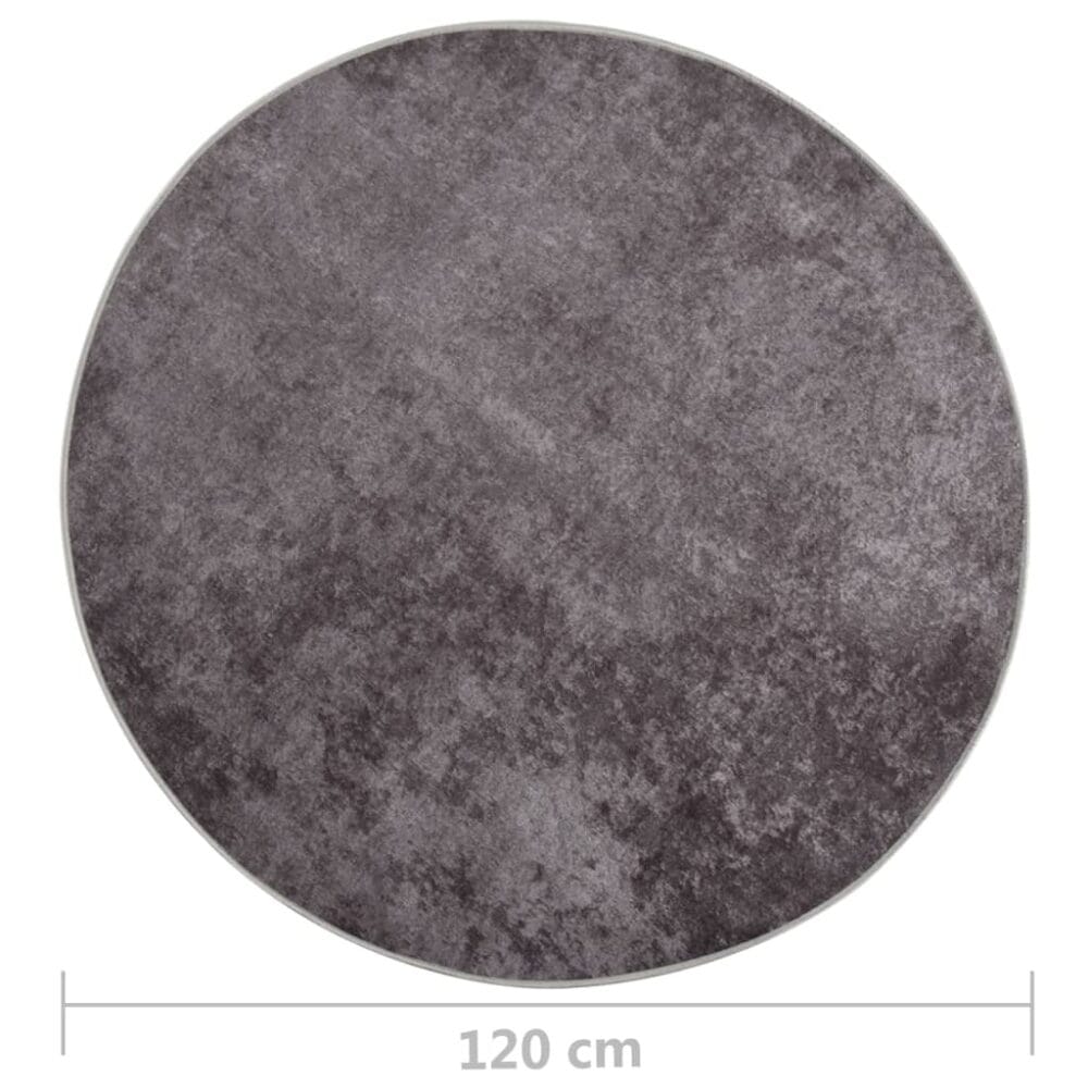 Vloerkleed wasbaar anti-slip ø120 cm antracietkleurig