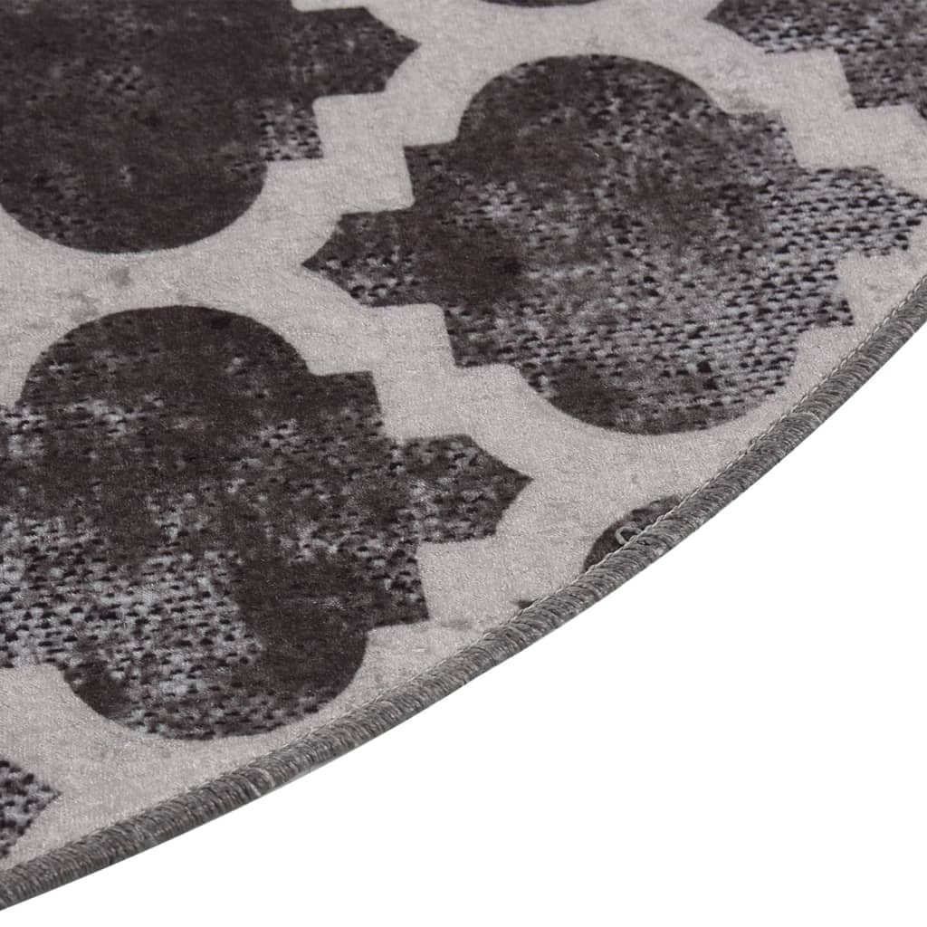 Vloerkleed rond ø120 cm zwart en wit wasbaar anti-slip 'Zenith'