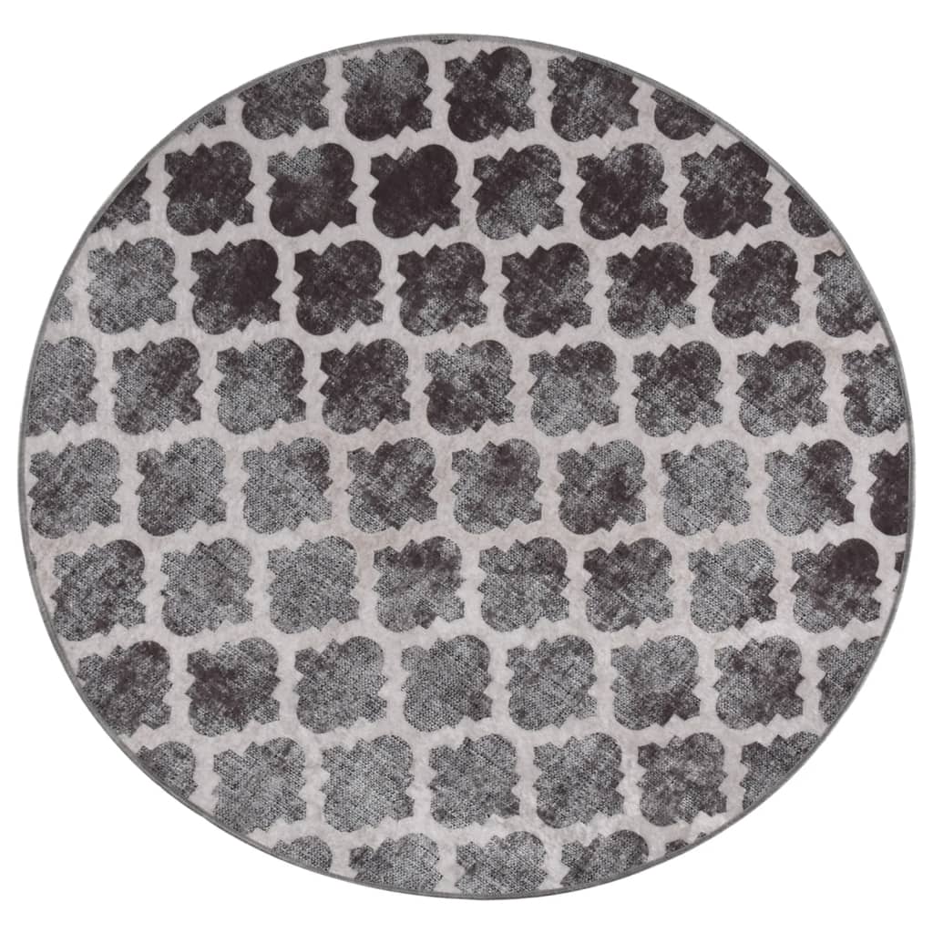 vidaXL Vloerkleed wasbaar anti-slip ø120 cm zwart en wit
